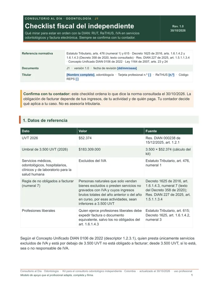Checklist fiscal del independiente (Word y PDF)